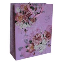 Geschenktragetasche Blume rosa 33x26x11cm