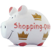 KCG Spardose Schwein klein weiß Shopping Queen