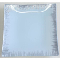 Glasteller weiß- silber 15x15cm