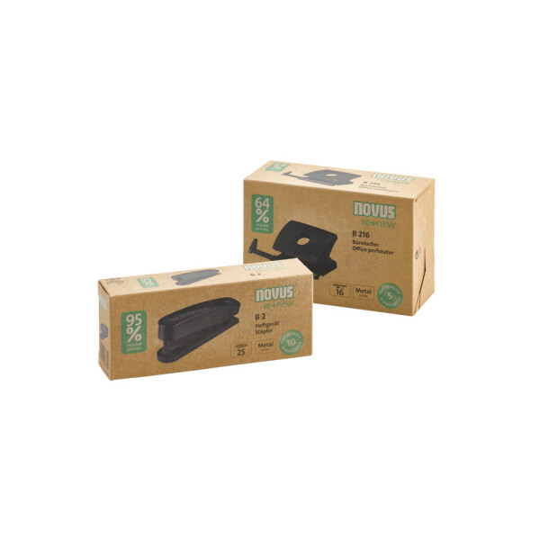 NOVUS Heftger&auml;t B 2 re+new, 25 Blatt, Einlegetiefe 65 mm, schwarz 020-1931