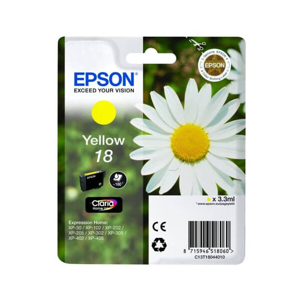 EPSON Original Epson Tintenpatrone gelb (C13T18044012,18,T1804,T18044012)