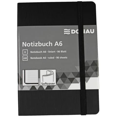 DONAU Notizbuch A6 liniert schwarz