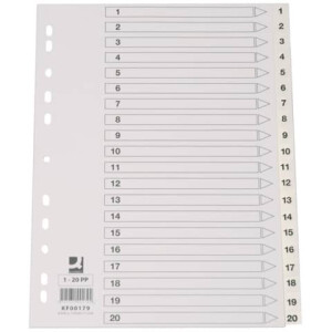 Q-Connect Register Plastik A4 1-20 weiß 20 teilig + Deckblatt