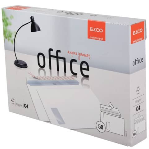 ELCO Briefhülle Office C4 mit Fenster, Haftklebung, 120g m², weiß, 50 Stück
