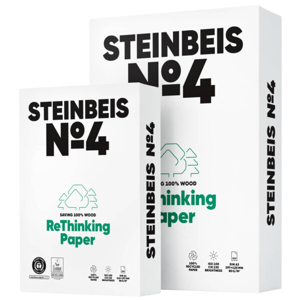 STEINBEIS Kopierpapier No.4 Recycling, A3, 80g m&sup2;, 500 Blatt, wei&szlig; K1706666080B