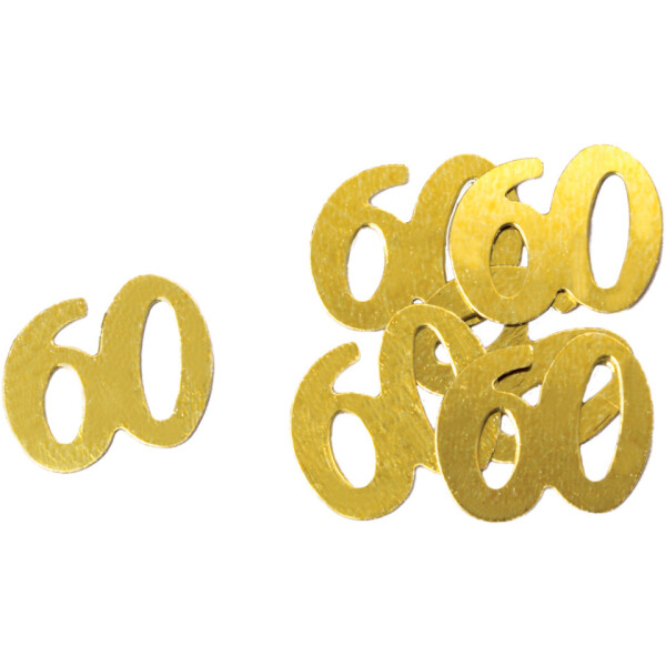 Konfetti Zahl 60, 10 g, ca. 15 mm, gold