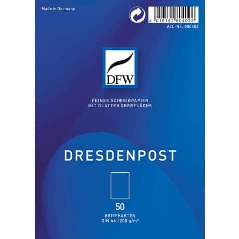 DFW Briefkarte A6 DresdenPost 50 Stück DRESDNER