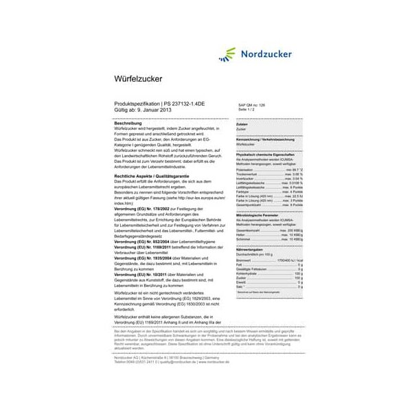 SWEET FAMILY W&uuml;rfelzucker Nordzucker, 500g 2215740007
