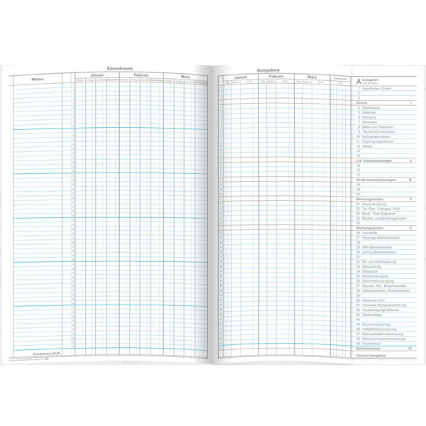 RNK Hauskontobuch Reimers Hausbuch, 1 Jahr bis 60 Mieter, A4, 6 Blatt 536