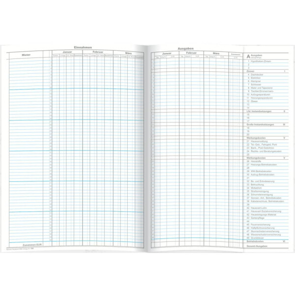 RNK Hauskontobuch Reimers Hausbuch, 1 Jahr bis 60 Mieter, A4, 6 Blatt 536