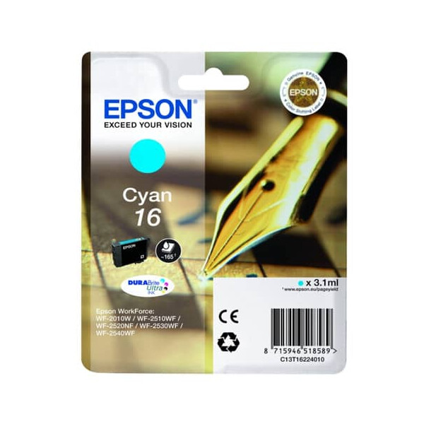 EPSON Original Epson Tintenpatrone cyan (C13T16224012,16,T1622,T16224012)