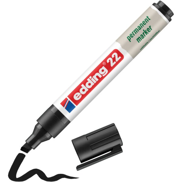 EDDING Permanentmarker 22 EcoLine, Keilspitze, nachf&uuml;llbar, 1-5mm, schwarz 4-22001