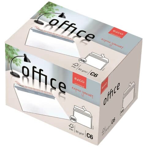 ELCO Briefhülle Office C6 ohne Fenster, Haftklebung, 80g m², weiß, 200 Stück