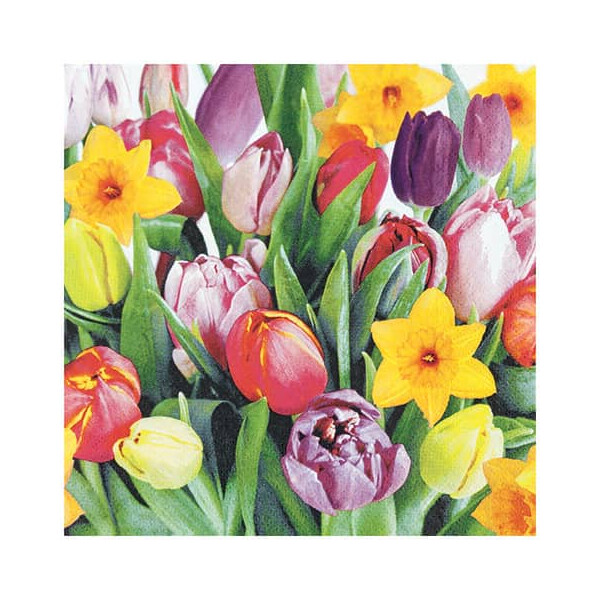 Home Fashion Motivserviette 33x33cm Bouquet of Tulips 20 Stück