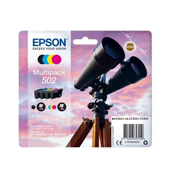 EPSON Original Epson Tintenpatrone MultiPack Bk,C,M,Y (C13T02V64010,T02V640,502,T02V6,T02V64010)