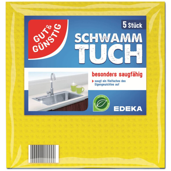 GUT &amp; G&Uuml;NSTIG Schwammtuch, 18 x 20 cm, 5 St&uuml;ck 2235743000