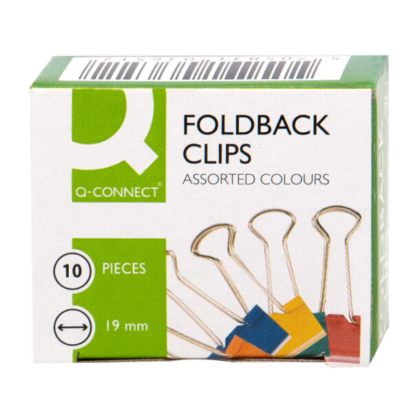 Q-CONNECT Briefklemmer Foldback, 19mm, 10 Stück, sortiert KF03651