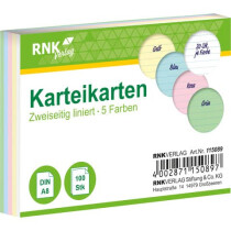RNK Verlag Karteikarte A8 5Farb. liniert 100 Stück