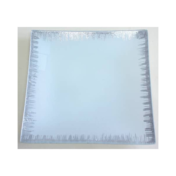 Glasteller weiß- silber 20x20cm