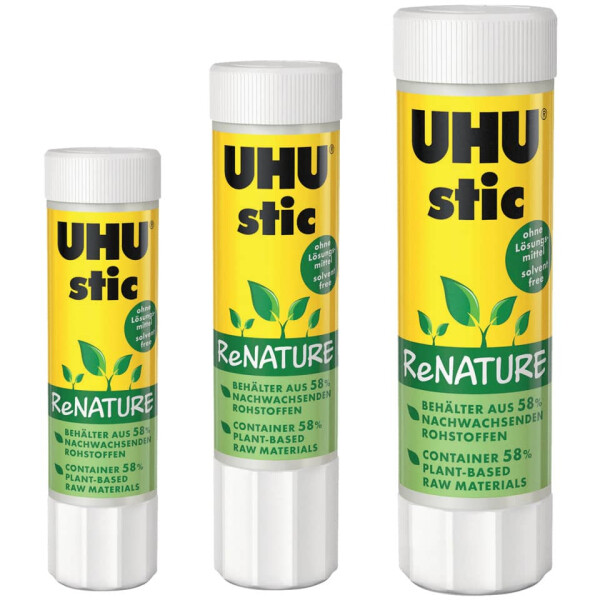 UHU Klebestift stic ReNATURE, ohne L&ouml;sungsmittel, Stiftform mit 21 g 40