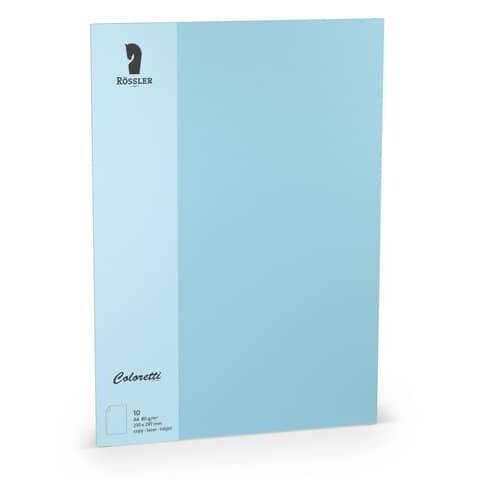 RÖSSLER Blatt Coloretti, A4, 80g m², 10 Stück, himmelblau