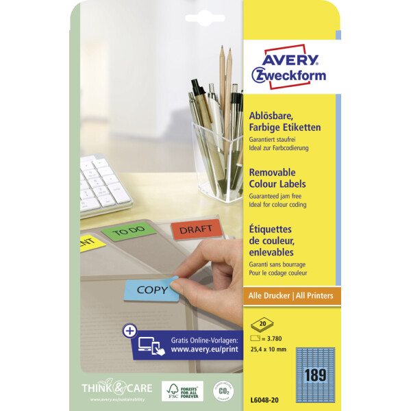 AVERY Zweckform Universal-Etiketten, 63,5 x 33,9 mm, gelb