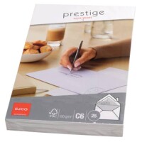 ELCO Briefhülle Prestige C6 ohne Fenster, Haftklebung, 100g m², weiß, 25 Stück