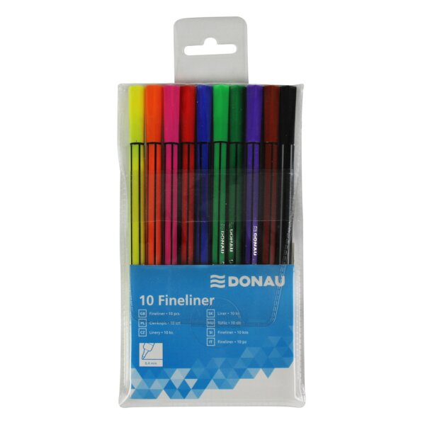 DONAU Fineliner, 0,4mm, 10 St&uuml;ck, Blister, sortiert 5150100-99