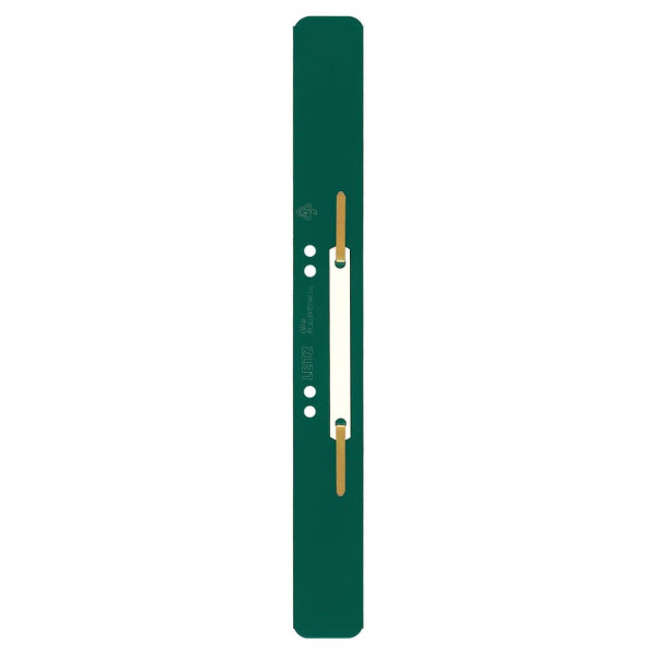 LEITZ Heftstreifen mit Kunststoffdeckleiste, 35 x 310 mm, 25 Stück, PP, grün 3711-00-55