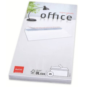 ELCO Briefhülle Office DIN lang ohne Fenster, Haftklebung, 80g m², weiß, 25 Stück