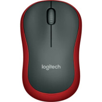 Logitech Maus M185, Wireless, 3 Tasten, schwarz rot