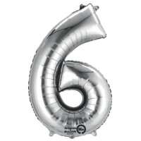 amscan Folienballon Zahl 6 silber 86x58cm