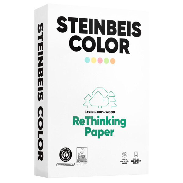 STEINBEIS Kopierpapier Magic Colour-Recycling, A4, 80g m&sup2;, 500 Blatt, gelb 802-30A80S