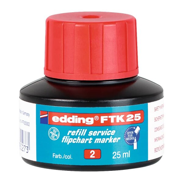 EDDING Nachf&uuml;lltinte FTK 25, Flipchartmarker, 25ml, rot 4-FTK25002