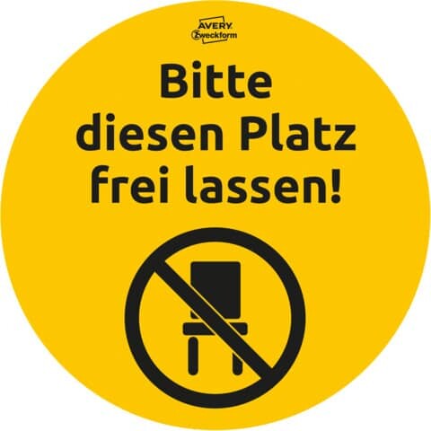 AVERY Zweckform Hinweisetiketten "Bitte diesen Platz frei lassen", A4, Ø 200 mm, 8 Bogen 8 Etiketten, gelb, schwarz