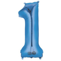 amscan Folienballon Zahl 1 blau 86x33cm