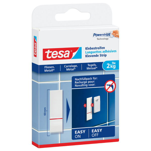 tesa Powerstrips Klebestreifen f&uuml;r Fliesen und Metall