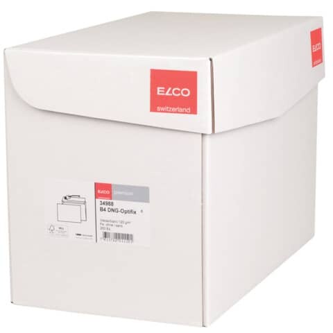 ELCO Briefhülle Premium B4 ohne Fenster, Haftklebung, 120g m², weiß, 250 Stück