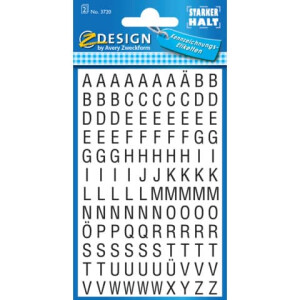 AVERY Zweckform Buchstaben-Etiketten, Folie, Buchstaben A-Z, schwarz, 240 Aufkleber