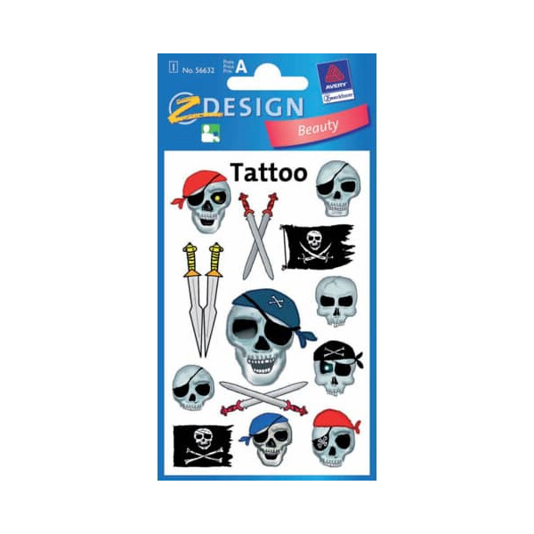 AVERY Zweckform Tattoo Piraten-Totenkopf farbig ZWECKFORM