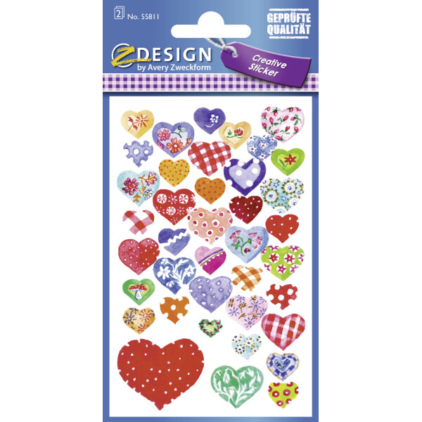 ZDesign CREATIVE Sticker "Herzen", beglimmert, rot