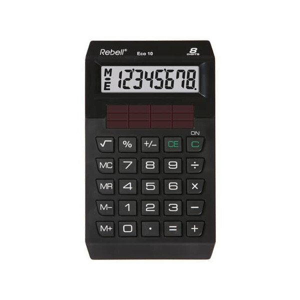 Rebell Öko-Tischrechner Eco310, 8stellig, 118x70x13mm, schwarz