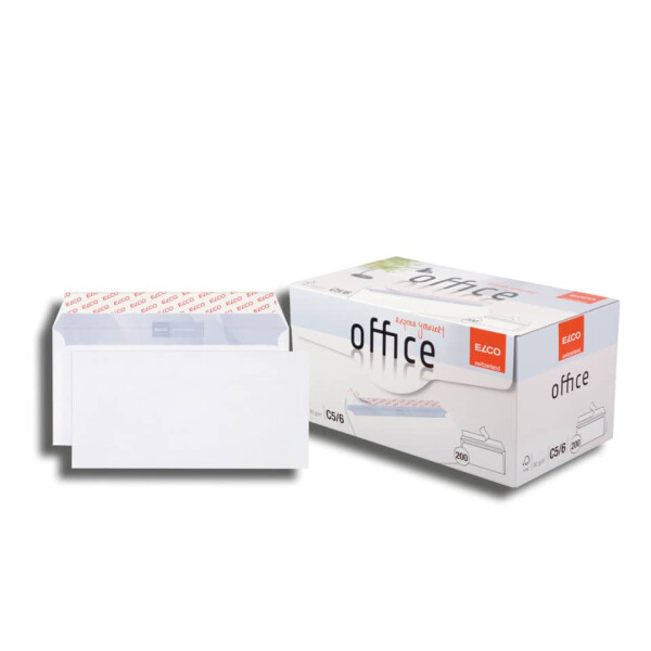 ELCO Briefumschlag Office ohne Fenster, C5 6, 80g m&sup2;, haftklebend, 200 St&uuml;ck, wei&szlig; 74532.12