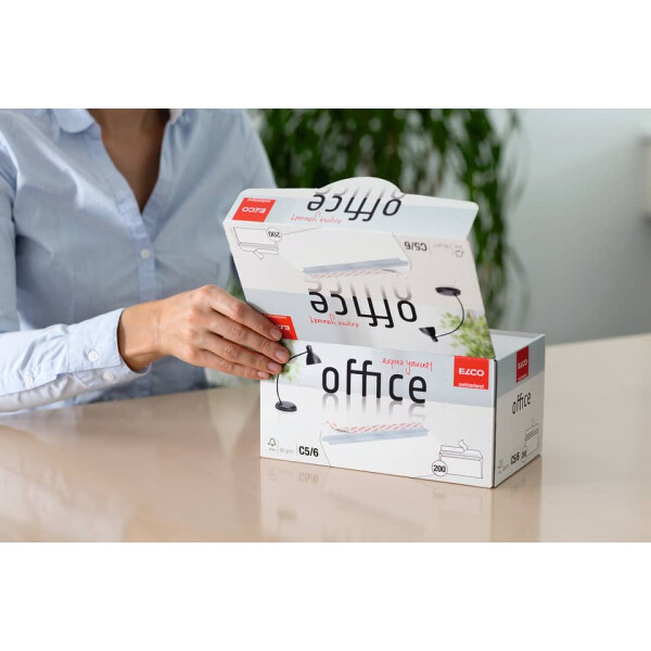 ELCO Briefumschlag Office ohne Fenster, C5 6, 80g m&sup2;, haftklebend, 200 St&uuml;ck, wei&szlig; 74532.12