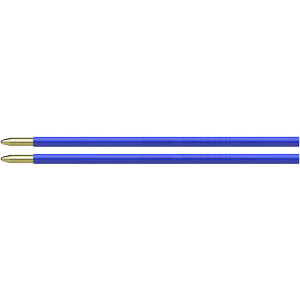 SCHNEIDER Kugelschreibermine Take 4 Refill, dokumentenecht, M, blau, 2 St&uuml;ck 77293