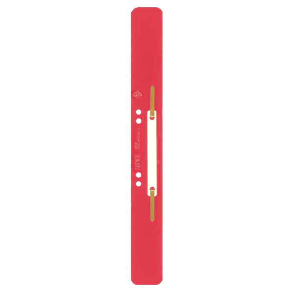 LEITZ Heftstreifen mit Kunststoffdeckleiste, 35 x 310 mm, 25 Stück, PP, rot 3711-00-25