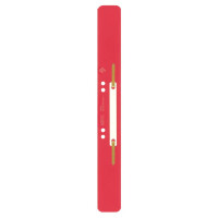 LEITZ Heftstreifen mit Kunststoffdeckleiste, 35 x 310 mm, 25 Stück, PP, rot 3711-00-25