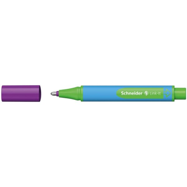 SCHNEIDER Kugelschreiber Slider Link-It, Kappenmodell, XB, violett, Schaftfarbe: cyan 50-154508