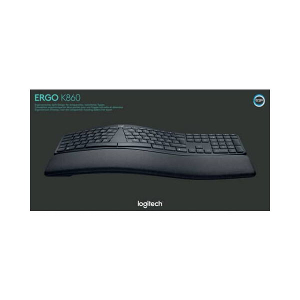 LOGITECH Tastatur K860 Ergo, Deutsch, Wireless, schwarz