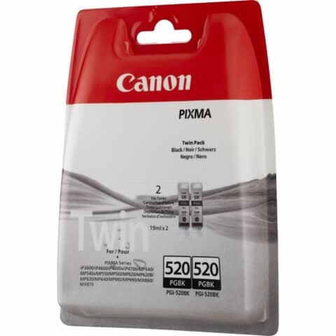 Canon Original Canon Tintenpatrone schwarz pigmentiert Doppelpack (2932B012,PGI-520BK,PGI-520PGBK)